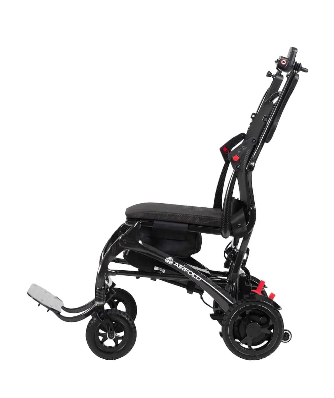 Drive AirFold Carbon akülü sandalye, yandan, siyah şasi ve ayak dayaması