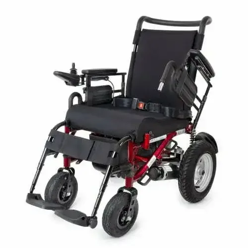 Comfort LY-EB206 Climber akülü tekerlekli sandalye, emniyet kemeri ve joystick kumanda, çapraz açıdan