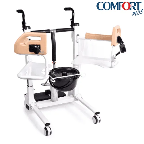 Comfort Plus DM-160 transfer lifti, iki yana açılan oturak kanatları ve siyah kova