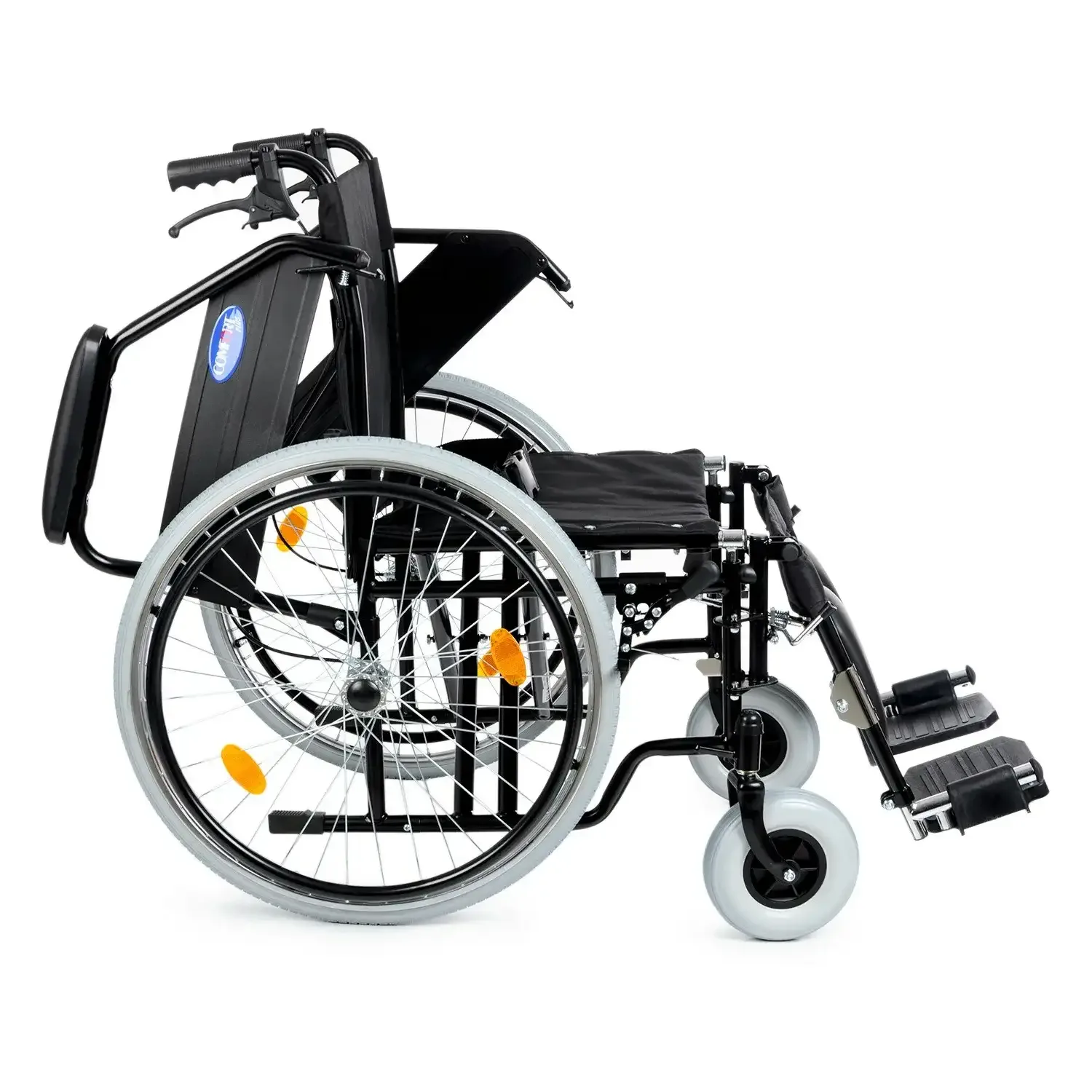 Comfort Plus DM-303 manuel tekerlekli sandalye, kolçak yukarı kaldırılmış, yandan