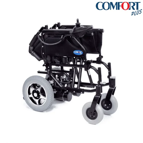 Comfort Plus Escape LX akülü sandalye, katlanmış hâli, çapraz açıdan