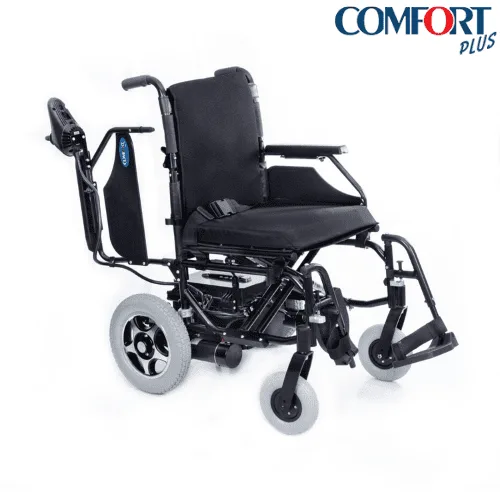 Comfort Plus Escape LX akülü sandalye, kolçak yukarı kaldırılmış, çapraz açıdan