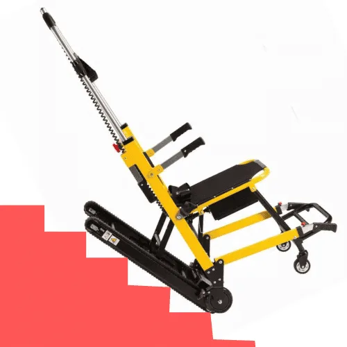 OPL - 200 Comfort Plus merdiven çıkma cihazı, sarı gövde, paletle basamak üzerinde yandan