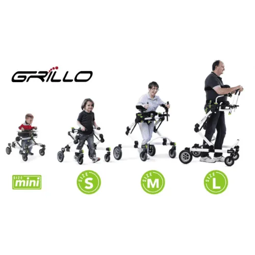 Ormesa Grillo Engelli yürüteci, mini, S, M ve L beden seçenekleri, farklı yaşlarda kullanıcılarla