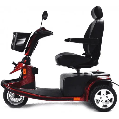 Pride Luna Victory scooter, kırmızı gövde ve dikiz aynası, sağ yandan