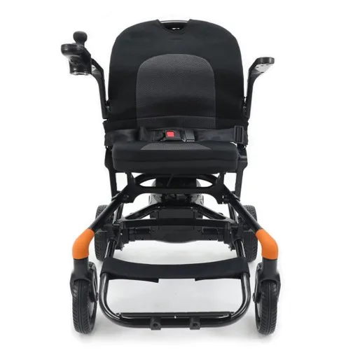 S480 Smart akülü sandalye, siyah şasili sürüm, önden, emniyet kemeri
