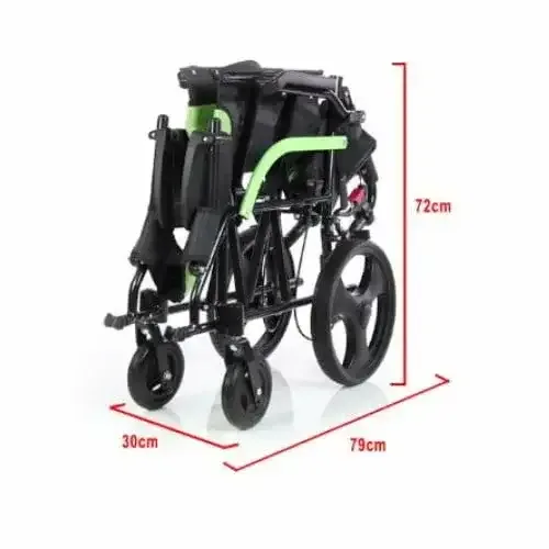 Wollex W865 frenli sandalye, katlanmış hâli, 72 cm, 79 cm ve 30 cm ölçüleriyle