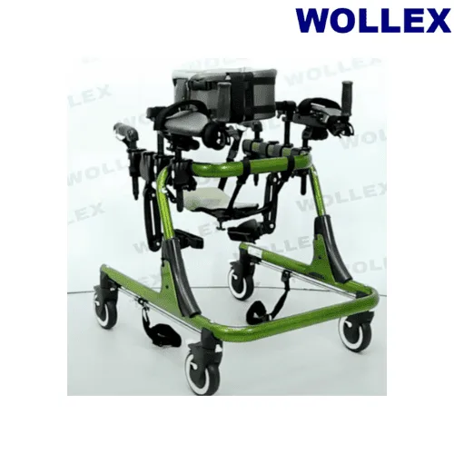 Wollex WG-W944 pediatrik walker, yeşil şasi, önden, kol ve kalça destekleri