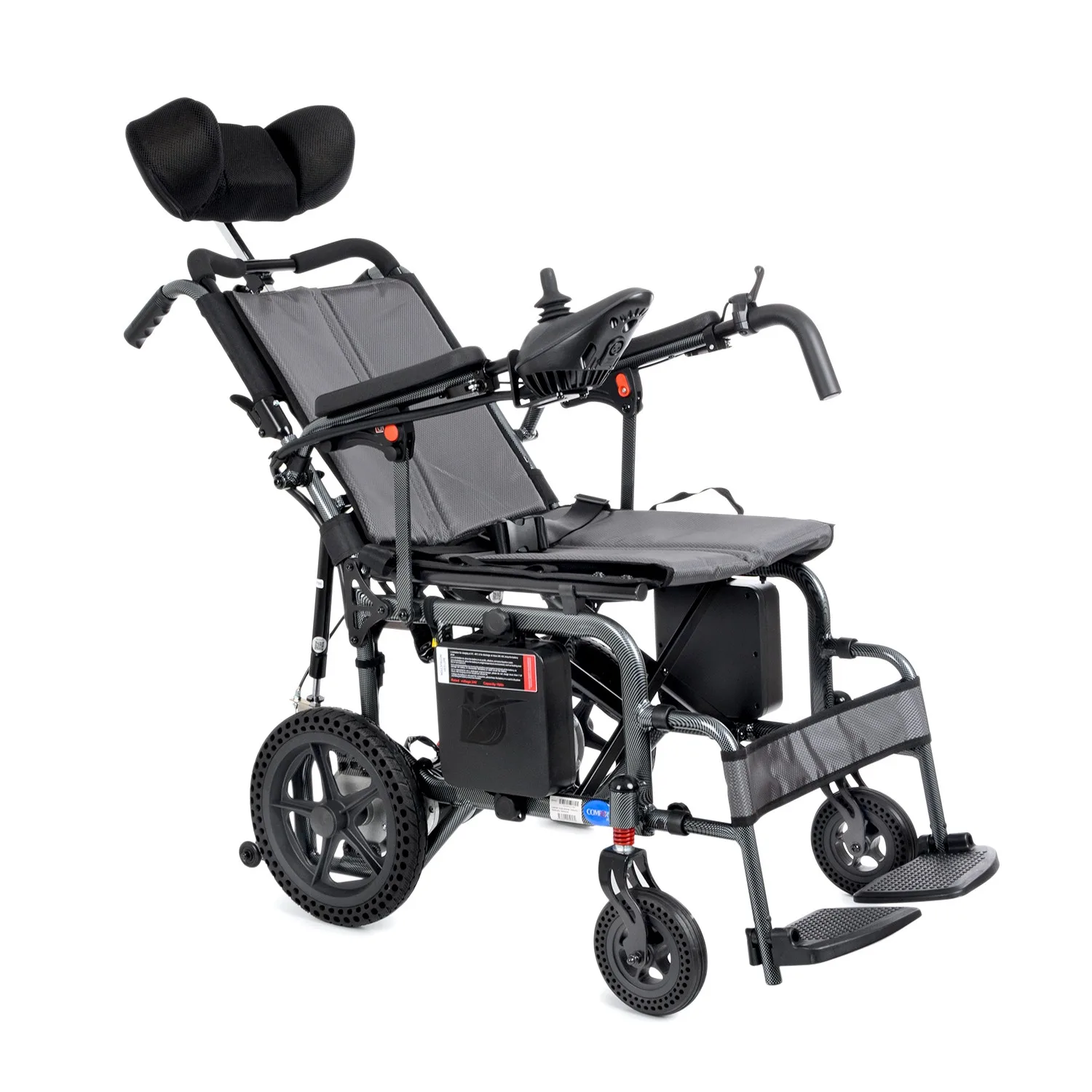 Comfort Plus DY01102 akülü sandalye, sırtlık yatırılmış ve yastıklı baş desteği, önden çapraz