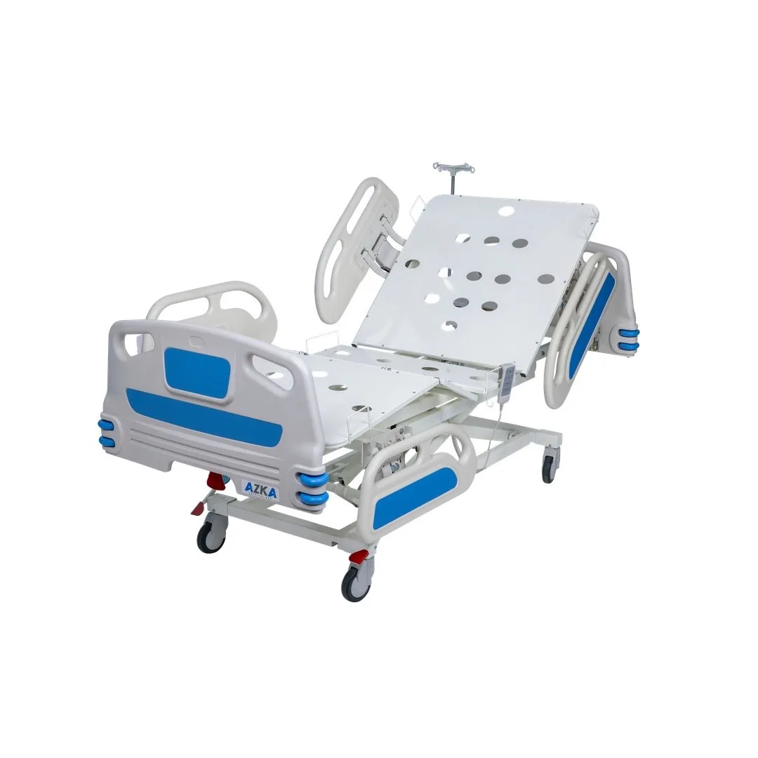 AZKA 3001 3 motorlu karyola şiltesiz, delikli sırt tablası kaldırılmış, sol çapraz