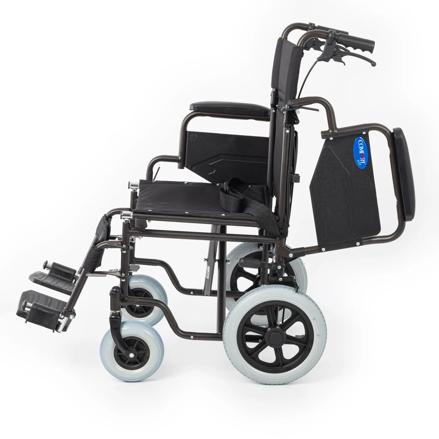 Comfort Plus DM-327 transfer sandalye yandan, kolçak geriye kaldırılmış transfer konumu